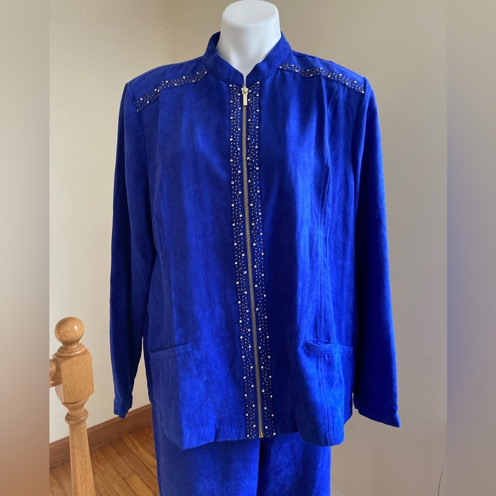 Drapers & Damons Cobalt Blue Bead Embellished Leisure Suit Sz. 1X